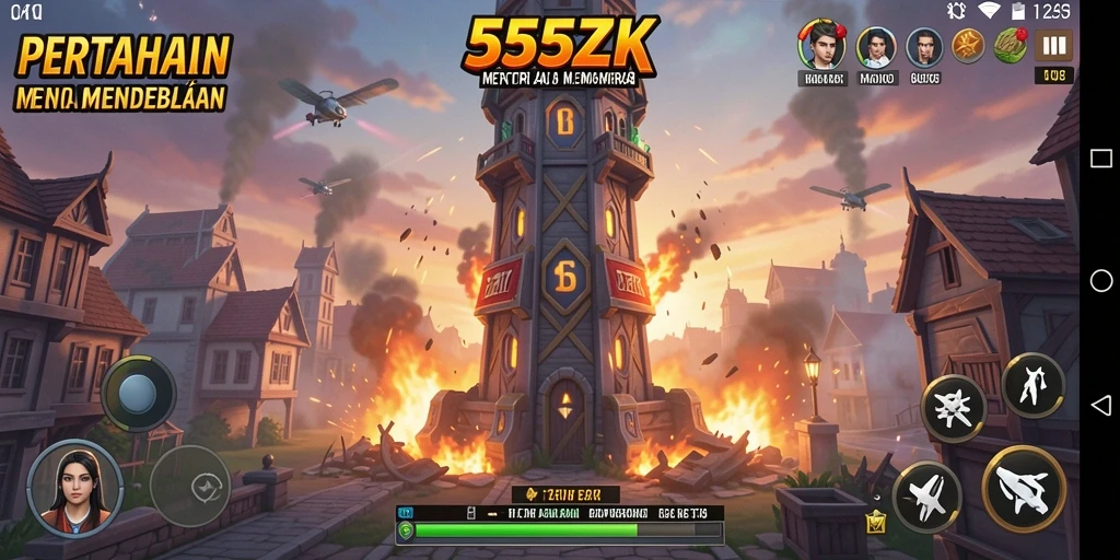 Tampilan gameplay menakjubkan dari 555ZK dalam aksi Tower Defense.