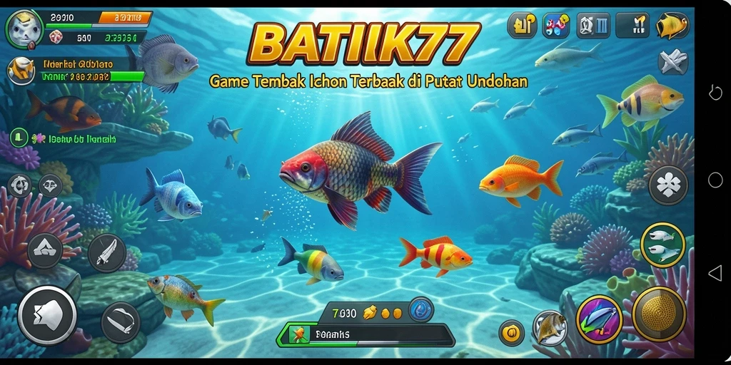 Gameplay seru menembak ikan berwarna-warni di BATIK77.