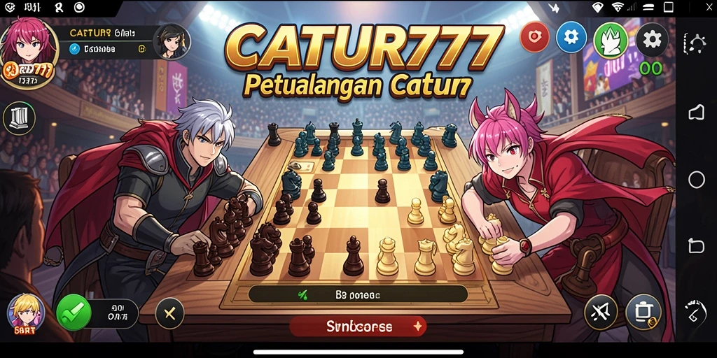 Gameplay menarik CATUR777 dengan karakter anime yang ceria.