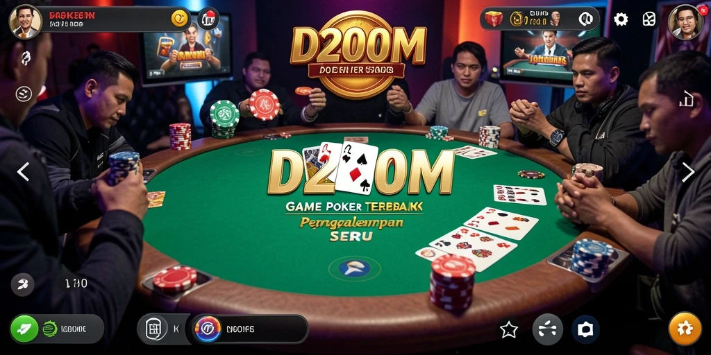 Tampilan gameplay D200M menampilkan suasana poker yang seru dan kompetitif.