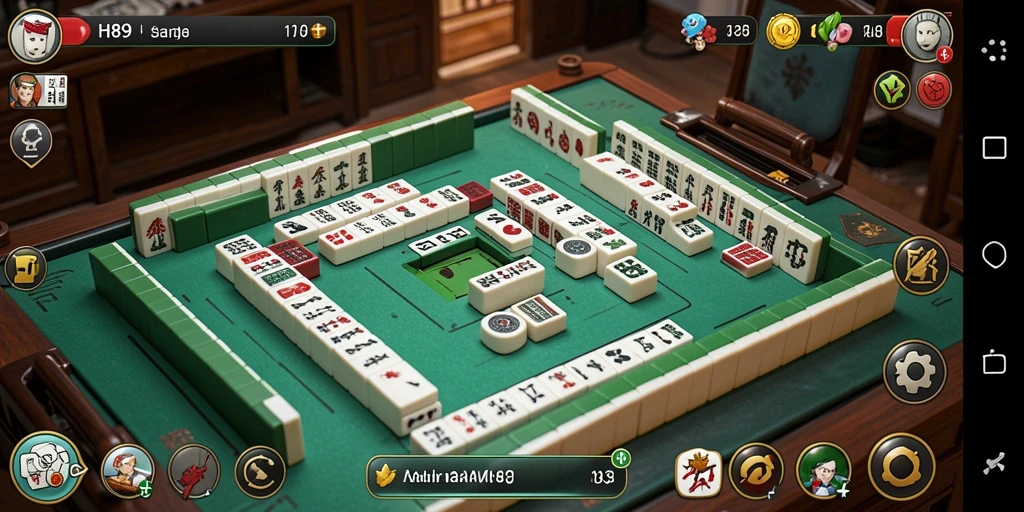 Gameplay seru dalam H89 dengan ubin Mahjong berwarna-warni.