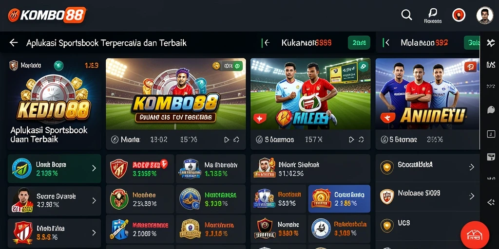 Tampilan gameplay dari aplikasi Sportsbook KOMBO88 yang modern.