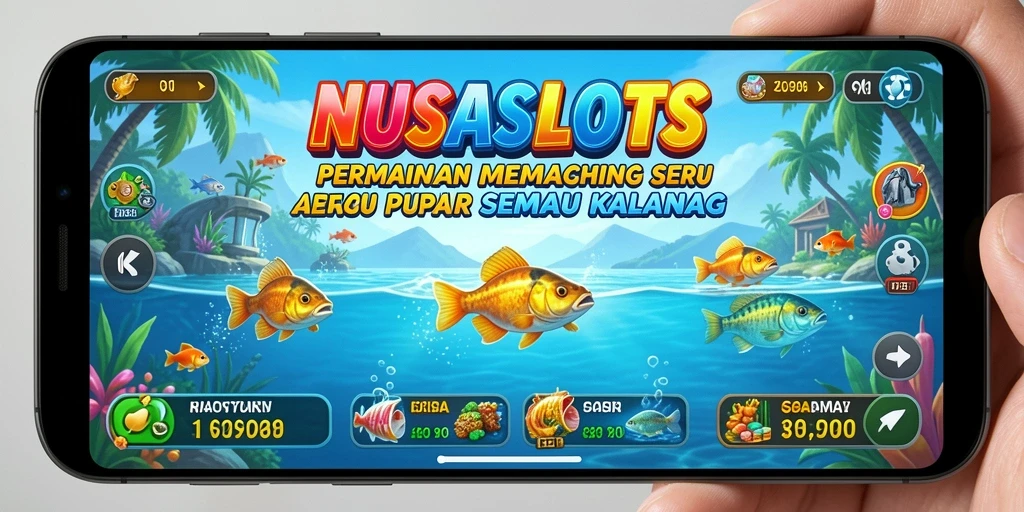 Screenshot gameplay NUSASLOTS menampilkan serunya menangkap ikan.