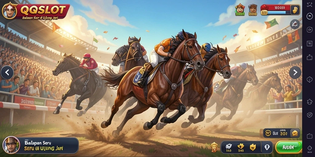 Tangkapan layar gameplay <strong>QQSLOT</strong> yang menampilkan balapan cepat dan grafis yang memukau.