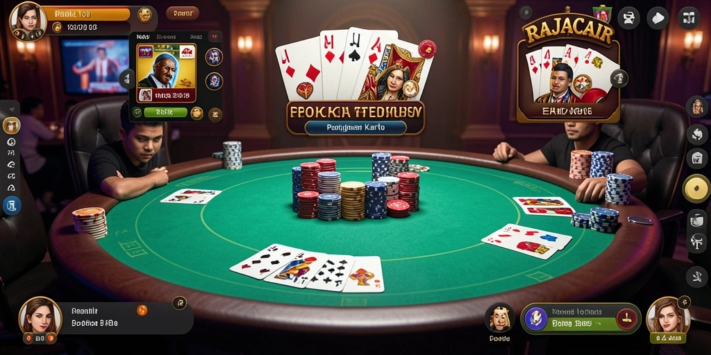 Tampilan gameplay RAJACAIR dengan suasana poker yang mendebarkan.