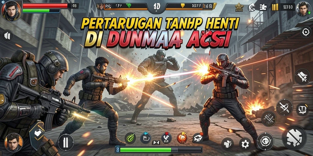 Screenshot utama RP6677 menampilkan aksi seru di medan pertempuran.