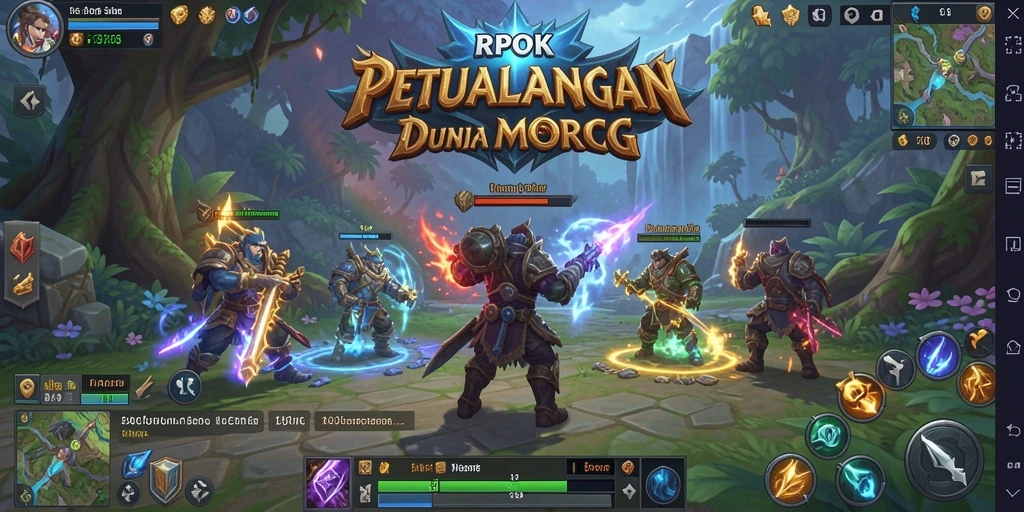 Tangkapan layar gameplay RPOK menunjukkan pertarungan epik dalam dunia MMORPG.
