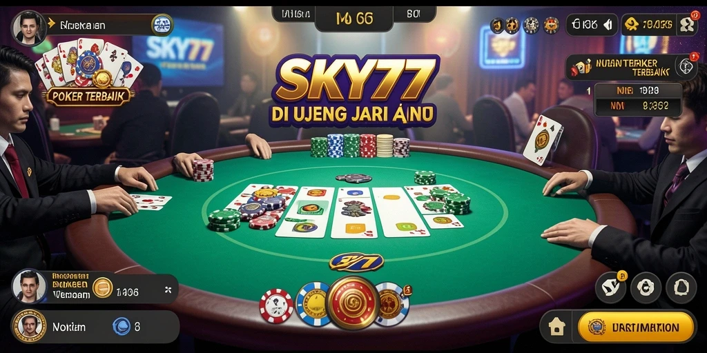 Tampilan menarik dari permainan poker yang seru di SKY77.