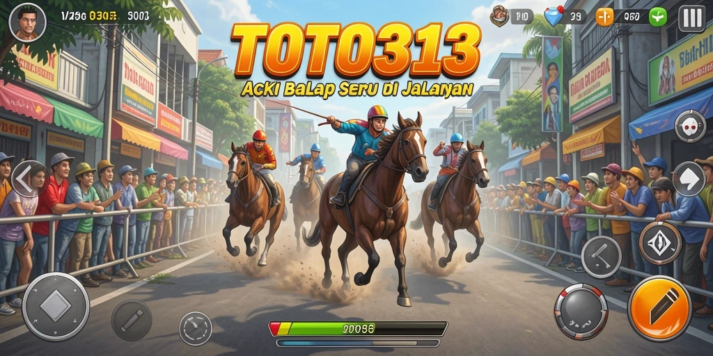 Screenshot utama TOTO313 menampilkan aksi balap mendebarkan di jalanan.