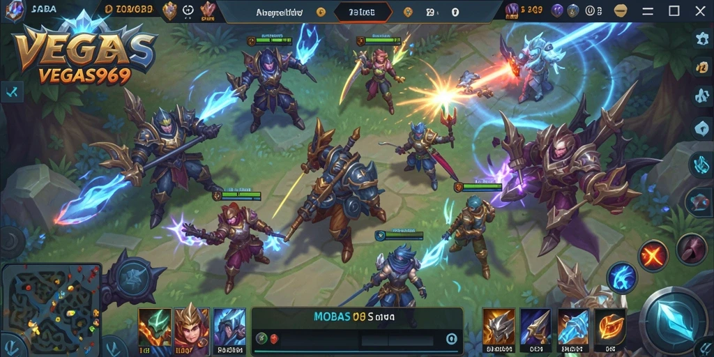 Tampilan gameplay mendebarkan di VEGAS969 dengan aksi MOBA yang seru.